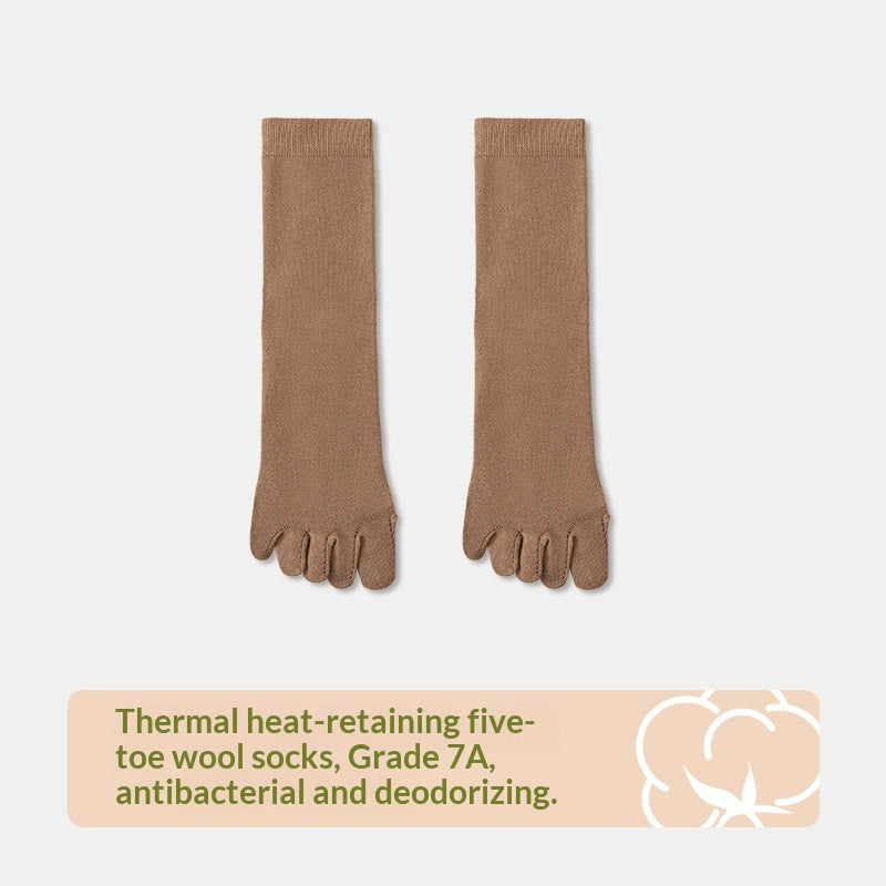 Wool Five-toe Women Mid-calf Five-toe Socks Winter Warm Long Winter Ladies Anti-slip Thickened Stockings