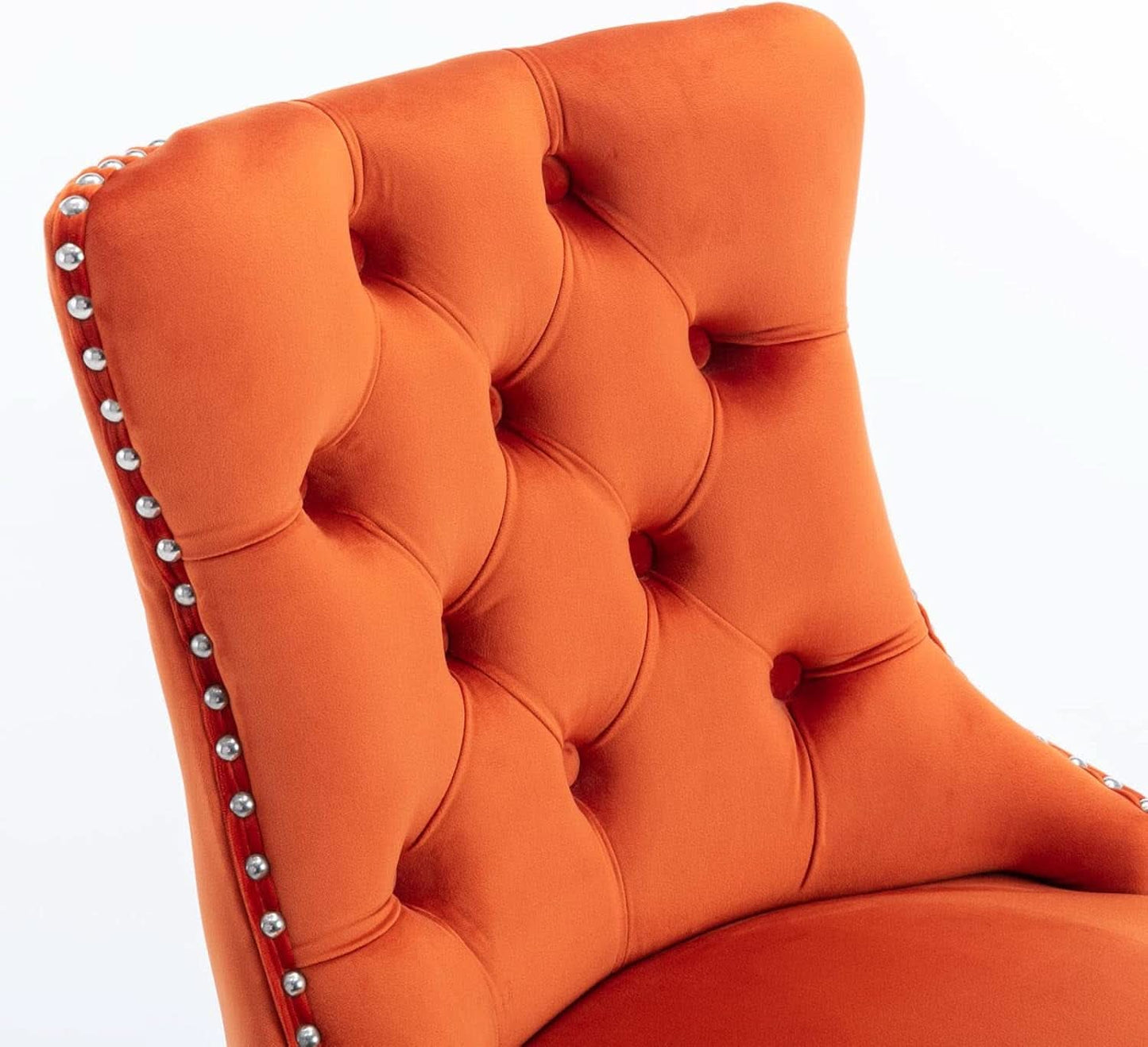 Wingback Velvet Bar Stools Set Of Two Orange Counter Height