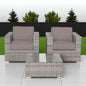 Outdoor Patio Set HDPE Wicker Gray 3 Piece 2 Person Fully Assembled