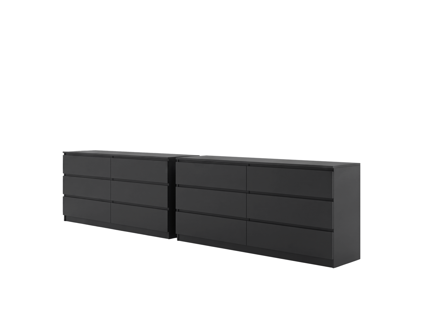 Dresser Minimalist 6-Drawer Wenge Particle Board Melamine Metal Legs 60.4 In