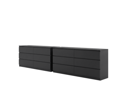 Dresser Minimalist 6-Drawer Wenge Particle Board Melamine Metal Legs 60.4 In