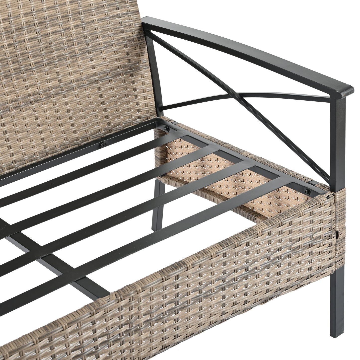 Outdoor Patio Set PE Rattan Brown 4 Piece Cushioned