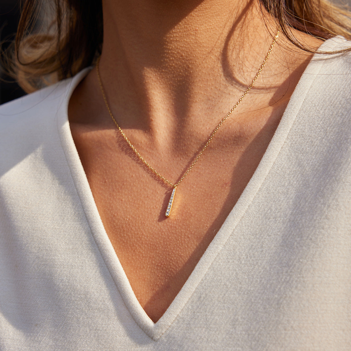 Titanium Steel Zircon Necklace Womens Jewelry Stainless Steel Earrings That Wont Fade