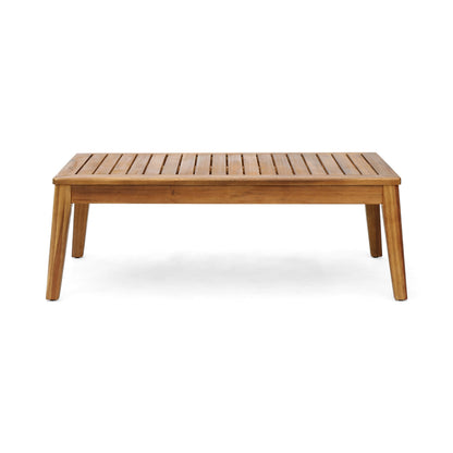 Outdoor Patio Set L-Shape Acacia Wood Teak Beige Cushions 3 Piece