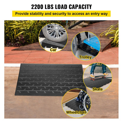 Threshold Ramp Rubber 4 In Heavy Duty Non-Slip Doorway Indoor Outdoor 2200 LB
