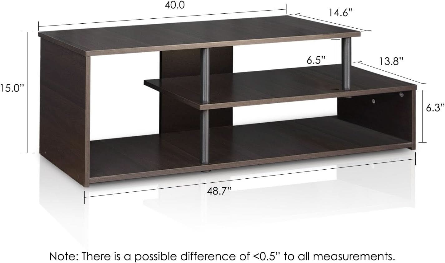 Econ Low Rise TV Stand Espresso Black With Shelves