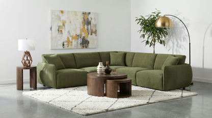 Elysia 5-piece Chenille Upholstered Modular Sectional Sofa Green