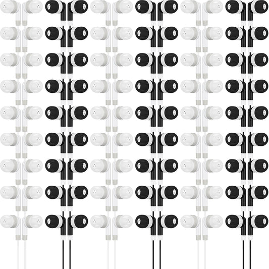 Kigeli 100 Pcs Kids Bulk Earbud Headphones for Classroom Student Wired Headphones in-Ear Earbud 3.5 mm Disposable Earphones Set for Kids Adult Class School Library Laptop (Grey Black)