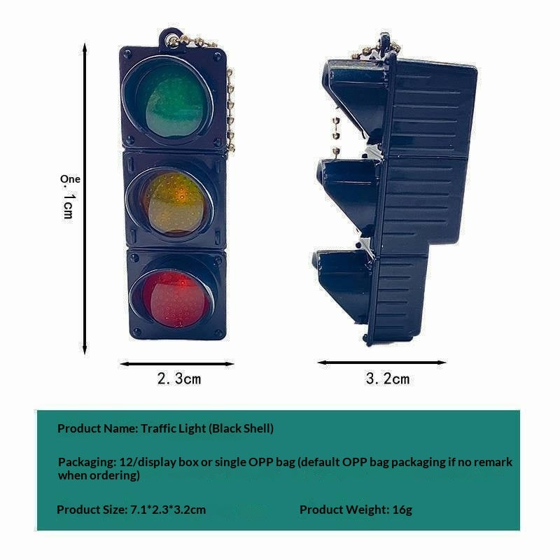 Mini Electronic Traffic Light Keychain Backpack Charm