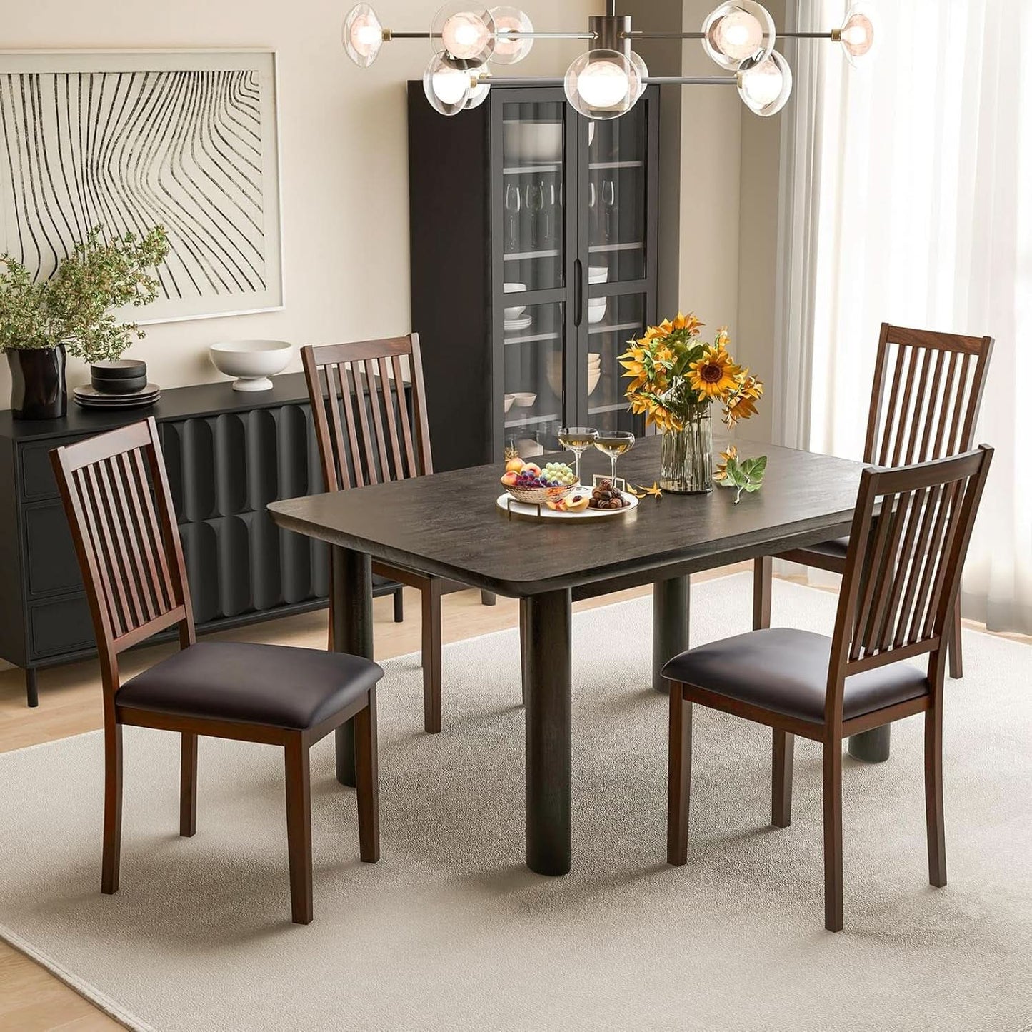 Espresso Slat Back Dining Chairs Set Of 2 For Dining Room