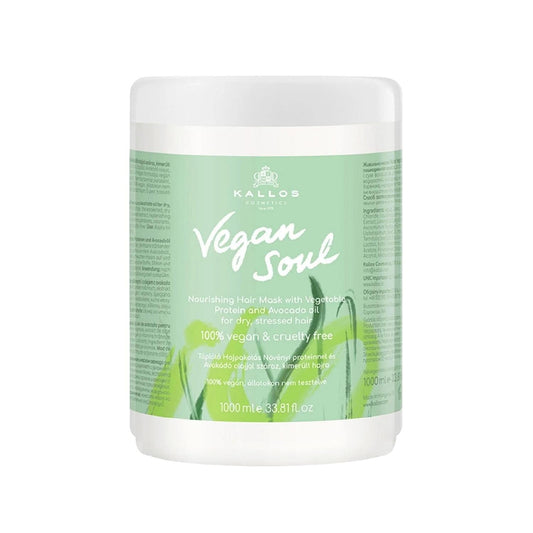 Kallos Cosmetics Vegan Soul Nourishing Hair Mask for Dry & Damaged Hair - 1000ml Vegan Hair Care