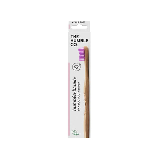 Humble Brush Soft Bristle Bamboo Toothbrush - Eco-Friendly, Biodegradable Adult Purple Toothbrush for Sensitive Teeth & Gums