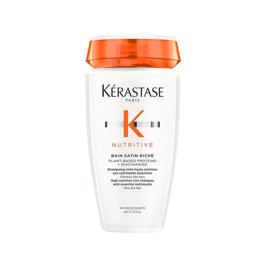 Kerastase Nutritive Bain Satin Riche Moisturizing Shampoo for Dry Hair - 250ml, Luxurious Hydration & Repair