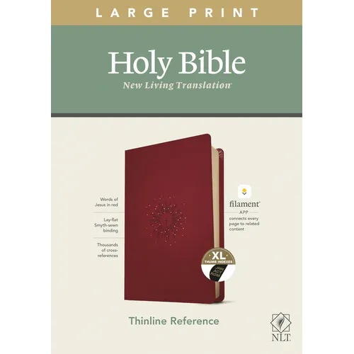 NLT Large Print Thinline Reference Bible, Filament Enabled Edition (Red Letter, Leatherlike, Berry, Indexed) - Imitation Leather