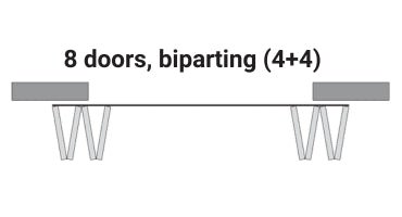 Modern J Top Mount Bifold Barn Door Hardware Kit | 8 Door Biparting