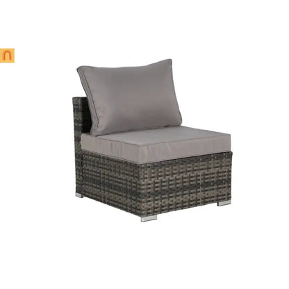 Outdoor Sectional Set PE Rattan Steel Dark Gray 8 Piece Seats 8 360 LB