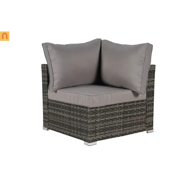 Outdoor Sectional Set PE Rattan Steel Dark Gray 8 Piece Seats 8 360 LB