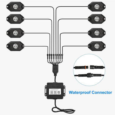 8-Pieces: Auto RGB LED Rock Light Kit