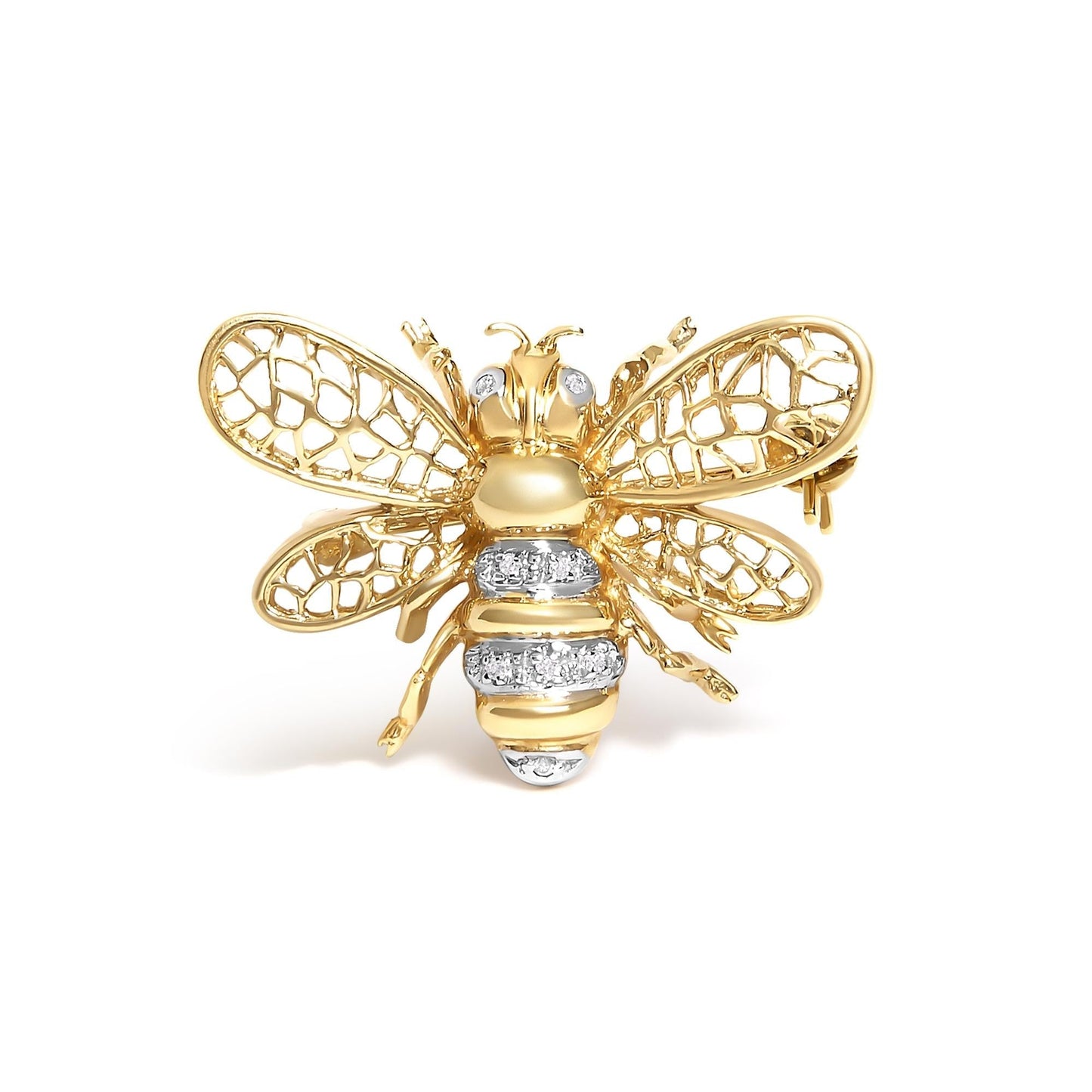 Diamond Accent Bumble Bee Brooch & Convertible Pendant in 14K Yellow Gold