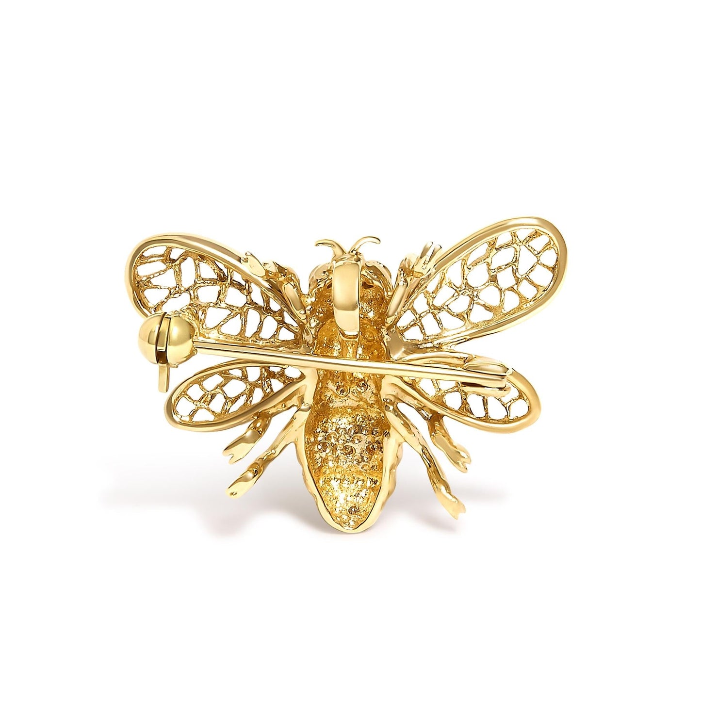 Diamond Accent Bumble Bee Brooch & Convertible Pendant in 14K Yellow Gold