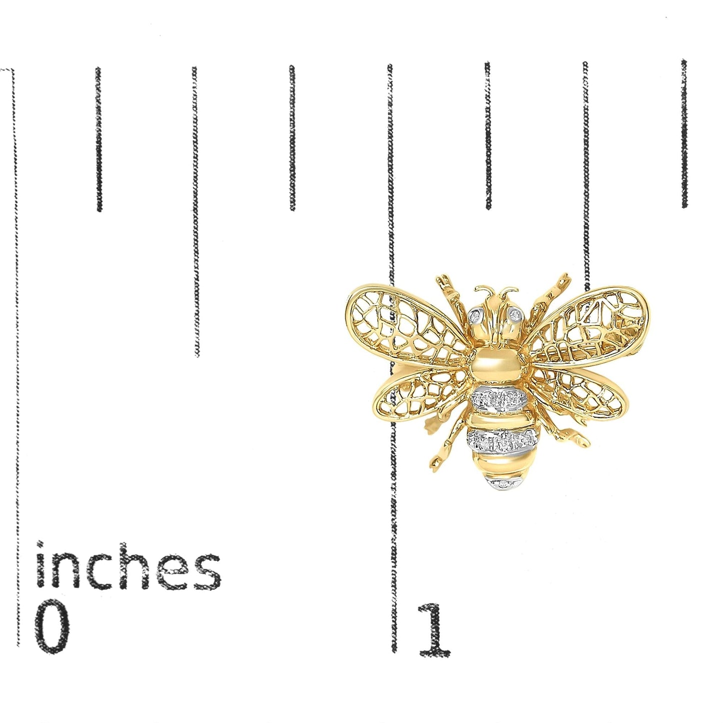 Diamond Accent Bumble Bee Brooch & Convertible Pendant in 14K Yellow Gold