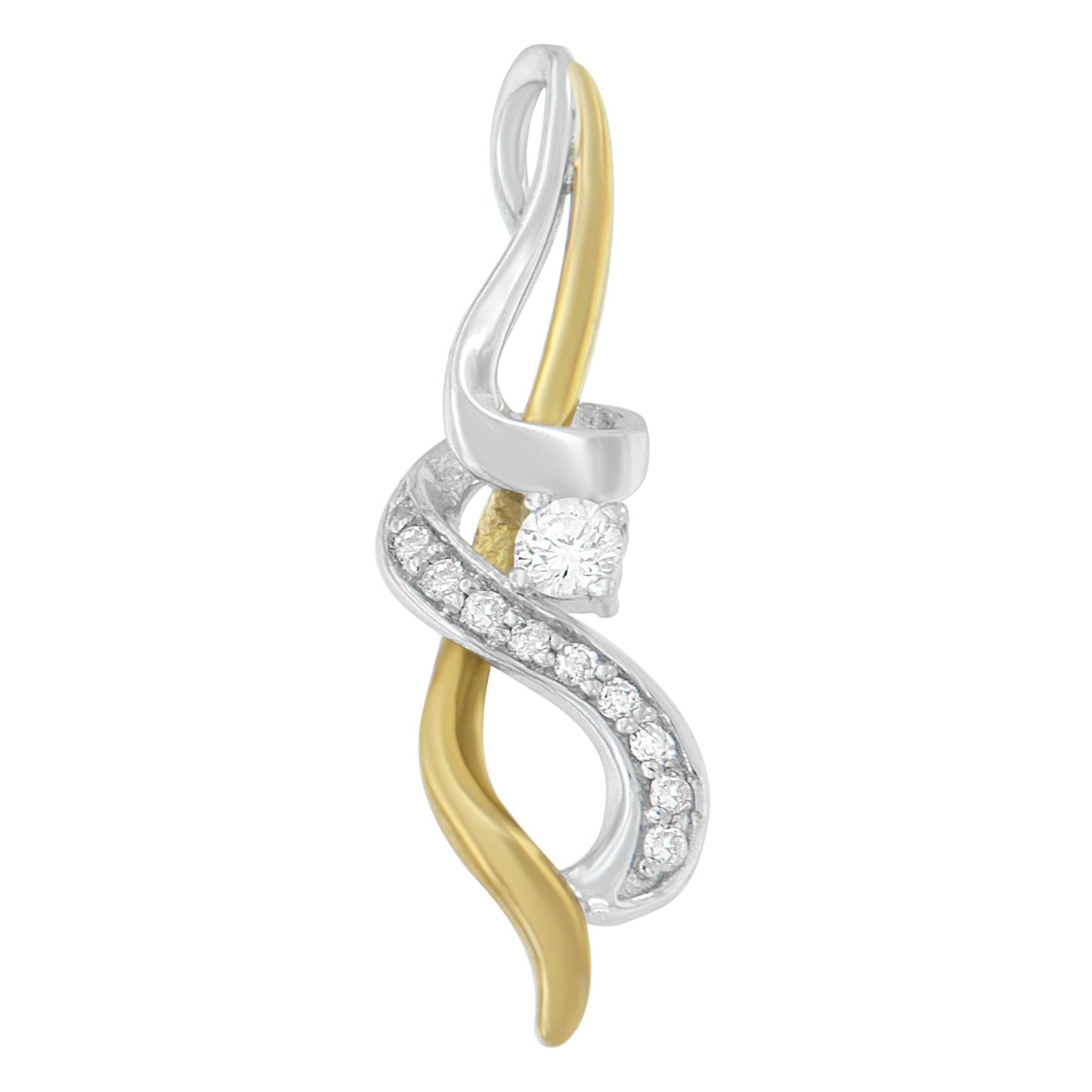 Diamond Swirl Pendant Necklace in Two-Tone Gold – 1/5 cttw