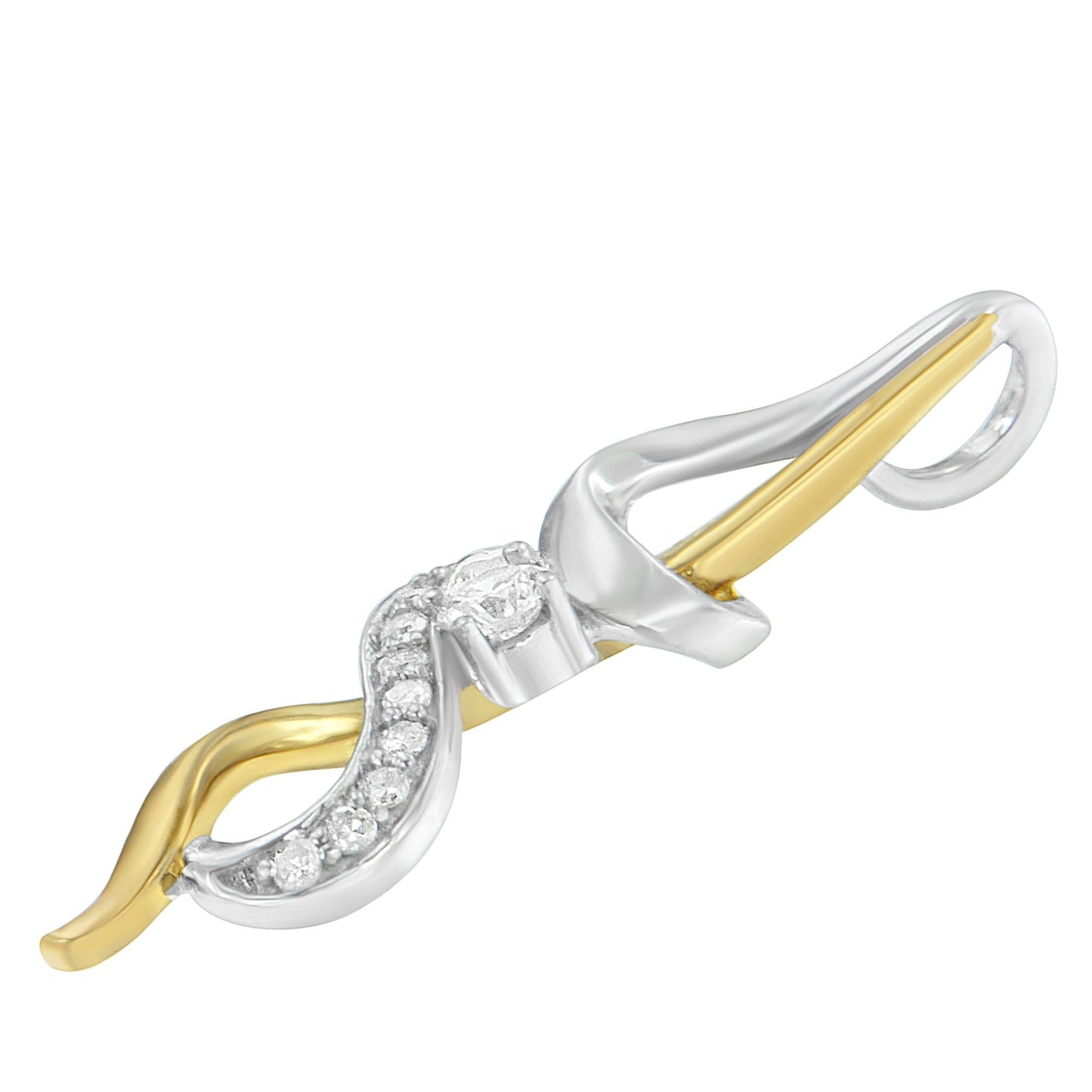 Diamond Swirl Pendant Necklace in Two-Tone Gold – 1/5 cttw