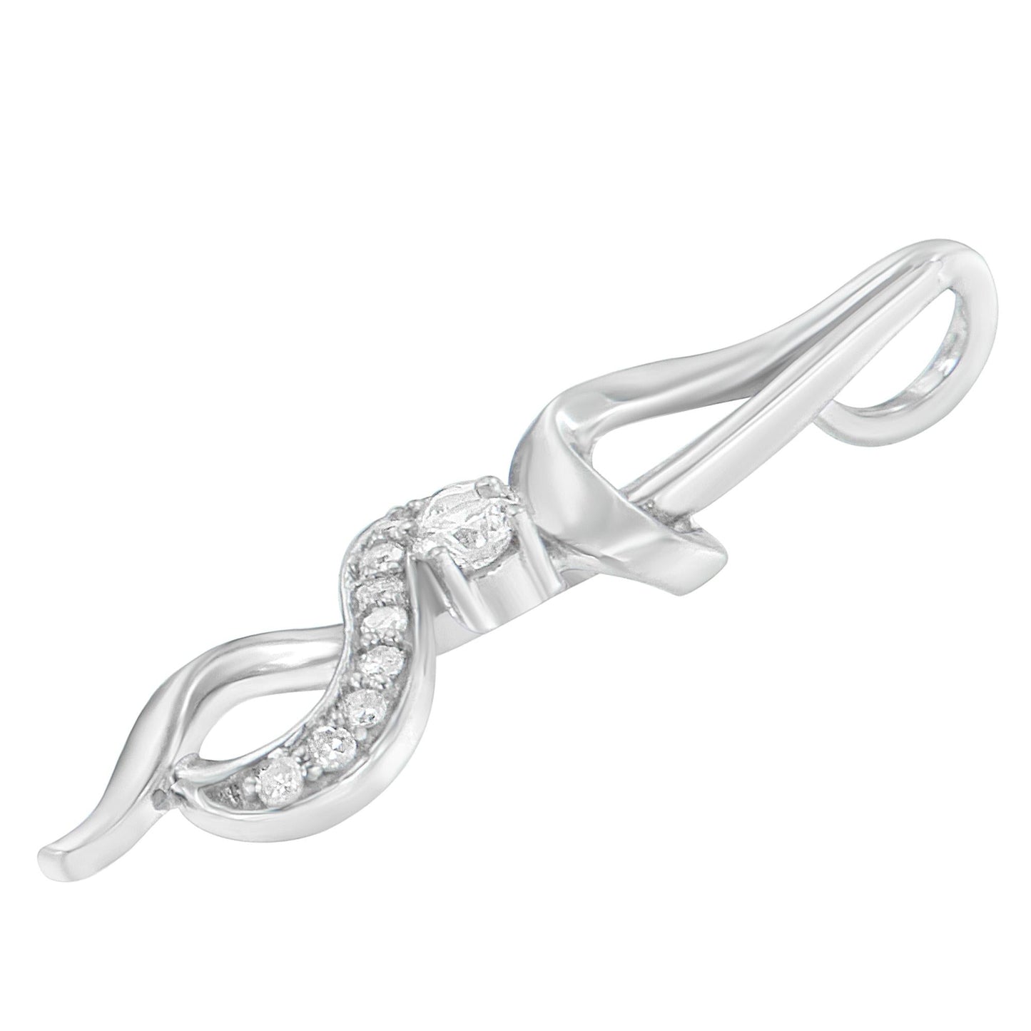 Round Diamond Swirl Pendant Necklace in 10K White Gold – 1/5 Cttw