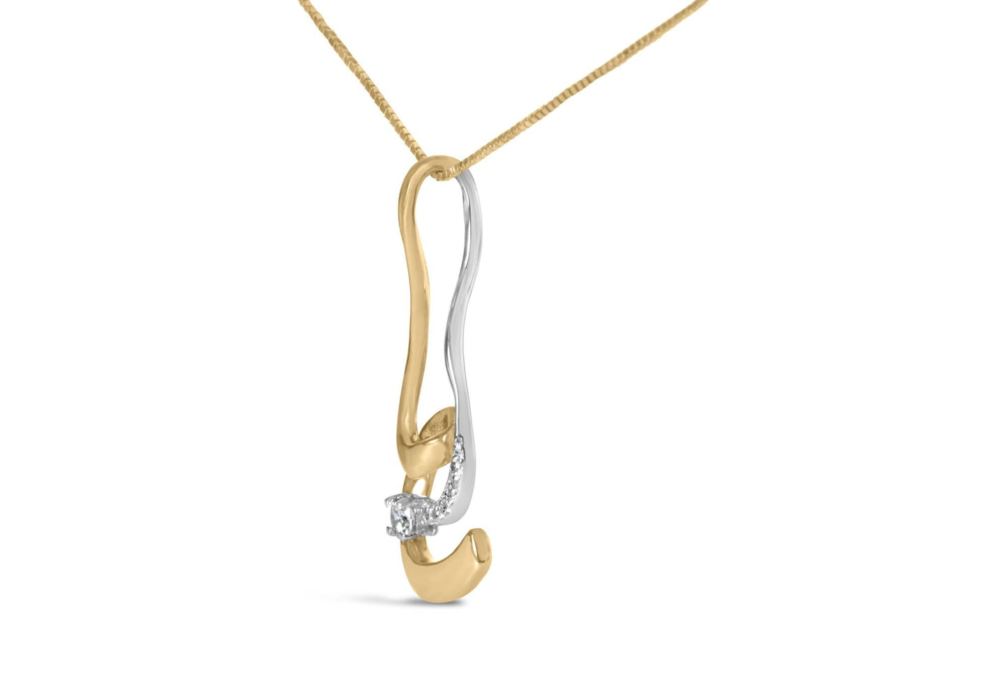 Round Diamond Swirl Pendant Necklace in 10K Two-Tone Gold – 1/10 Cttw