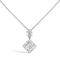 Princess Cut Diamond Rhombus Drop Pendant Necklace in 10K White Gold – 1/2 Cttw