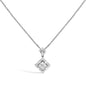 Princess Cut Diamond Geometric Pendant Necklace in Rhodium-Plated 10K White Gold