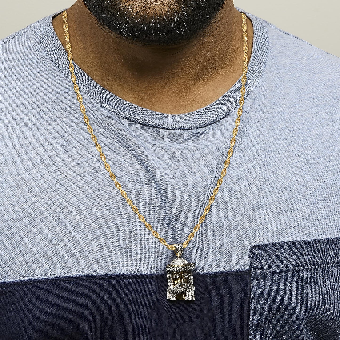 Diamond Jesus Pendant Necklace in 10K Yellow Gold – 1 1/3 Cttw