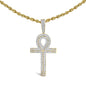 Diamond Ankh Cross Pendant Necklace in 10K Yellow Gold – 7/8 Cttw