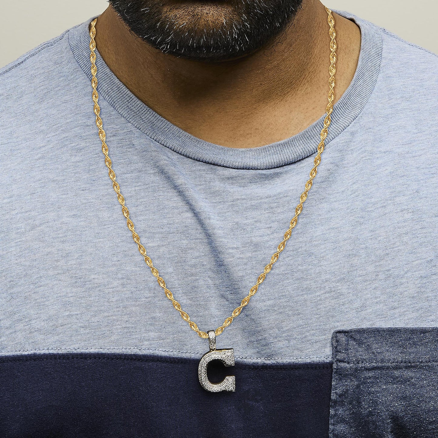Diamond Letter C Initial Pendant Necklace in 10K Yellow Gold – 1 3/4 Cttw