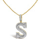 Diamond Letter S Initial Pendant Necklace in 10K Yellow Gold – 1 5/8 Cttw