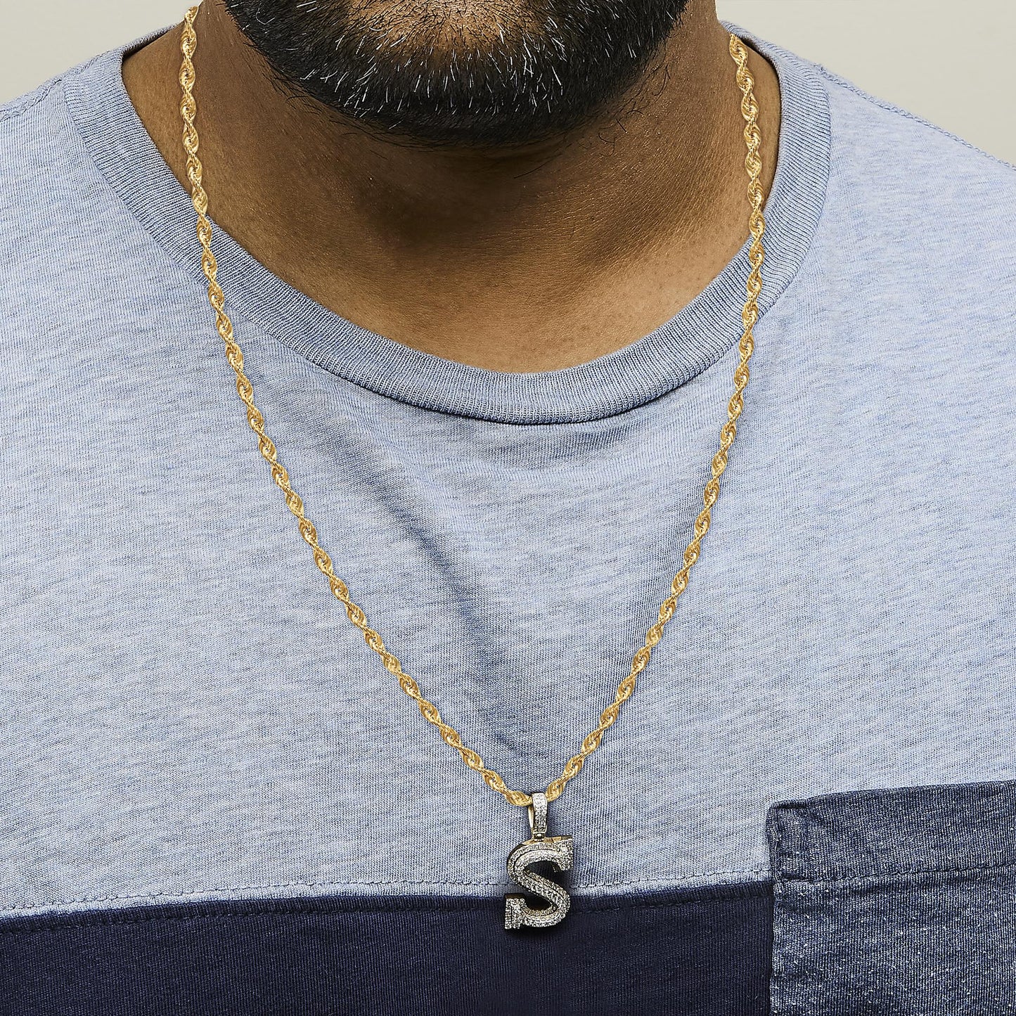 Diamond Letter S Initial Pendant Necklace in 10K Yellow Gold – 1 5/8 Cttw
