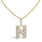 Diamond Letter N Initial Pendant Necklace in 10K Yellow Gold – 1 1/2 Cttw