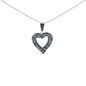 Treated Blue Diamond Open Heart Pendant Necklace in Sterling Silver – 1 Cttw