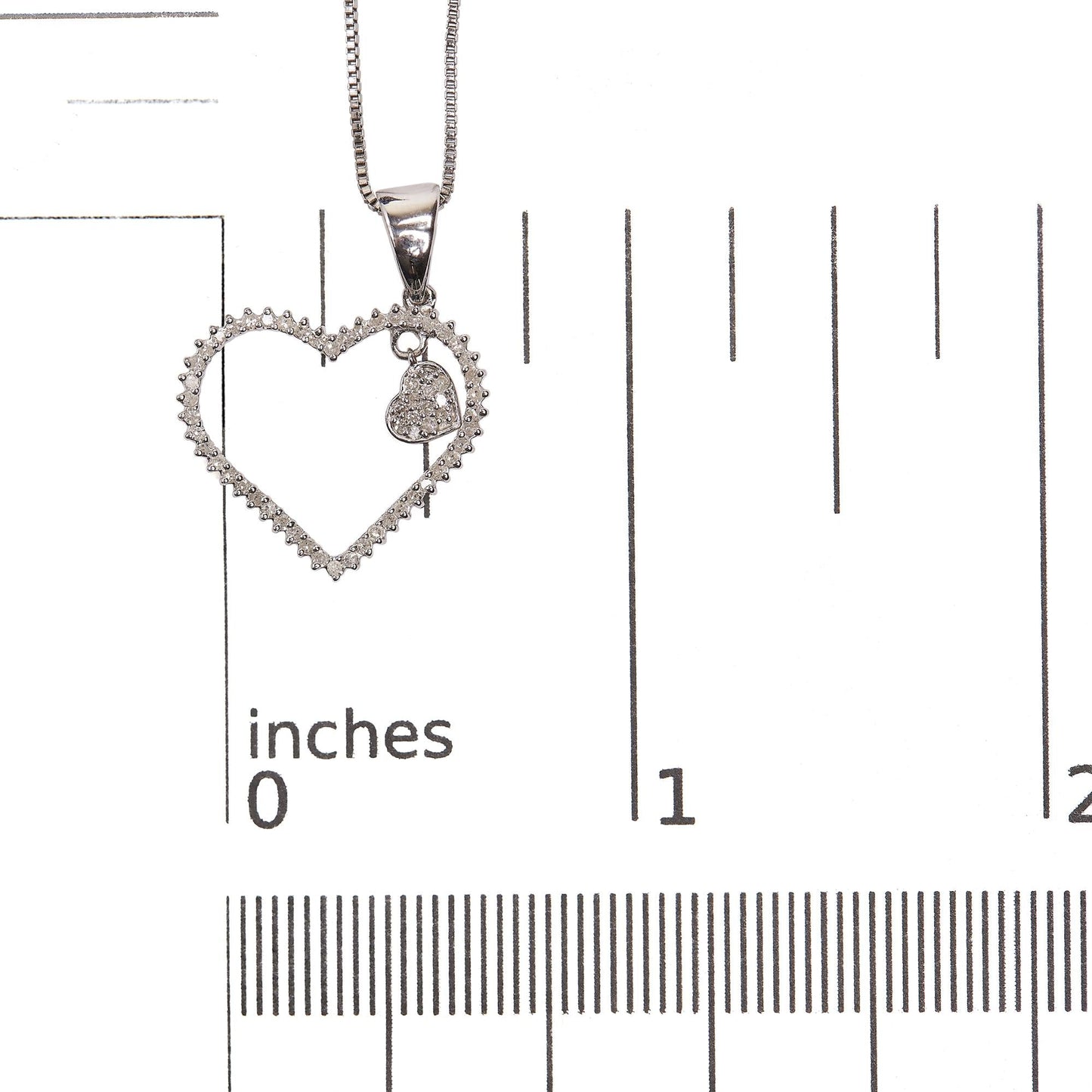 Diamond Double Heart Pendant Necklace in .925 Sterling Silver – 1/3 Cttw
