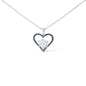 Treated Blue Diamond Heart & Snowflake Pendant Necklace in Sterling Silver
