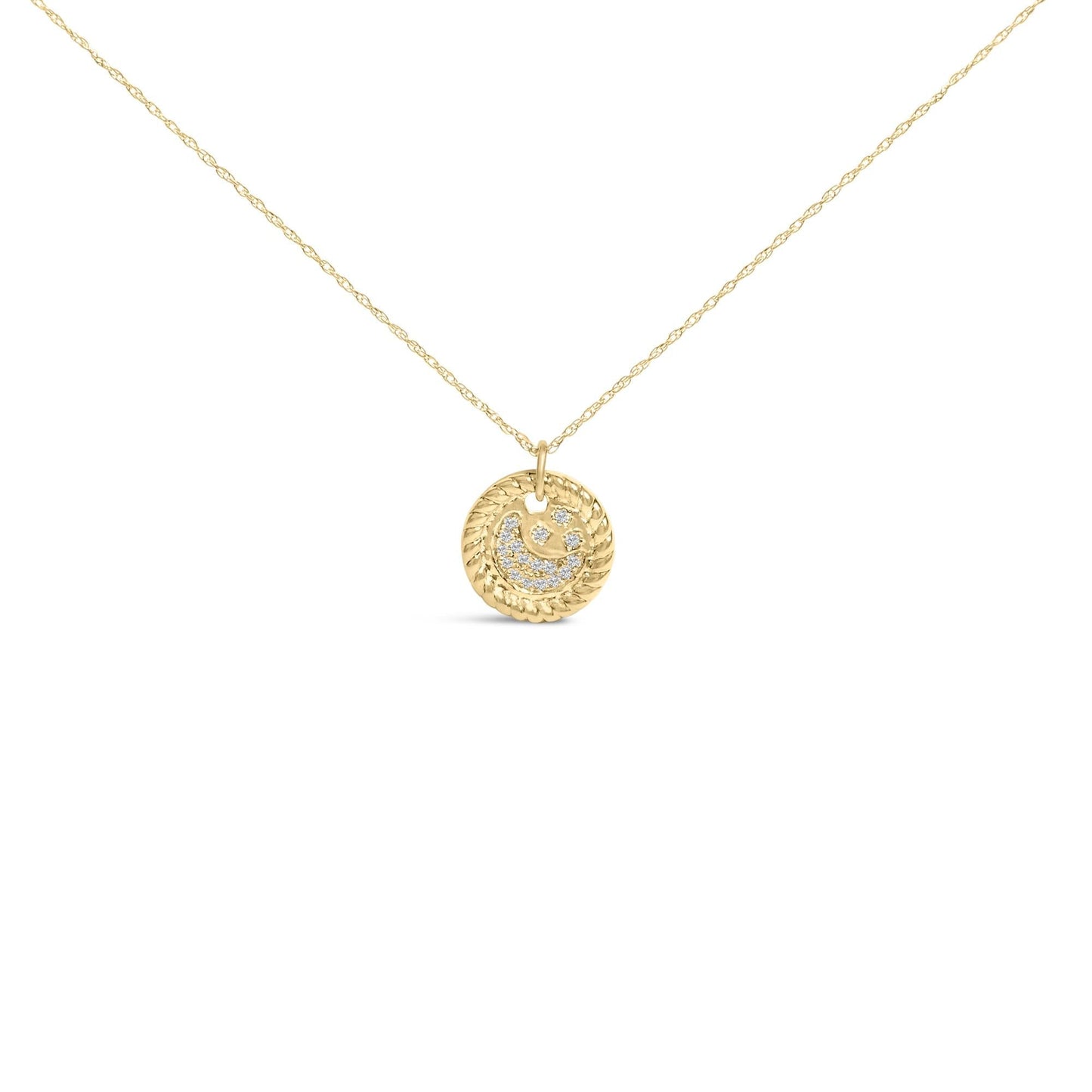 Diamond Crescent Moon Pendant Necklace in 10K Yellow Gold