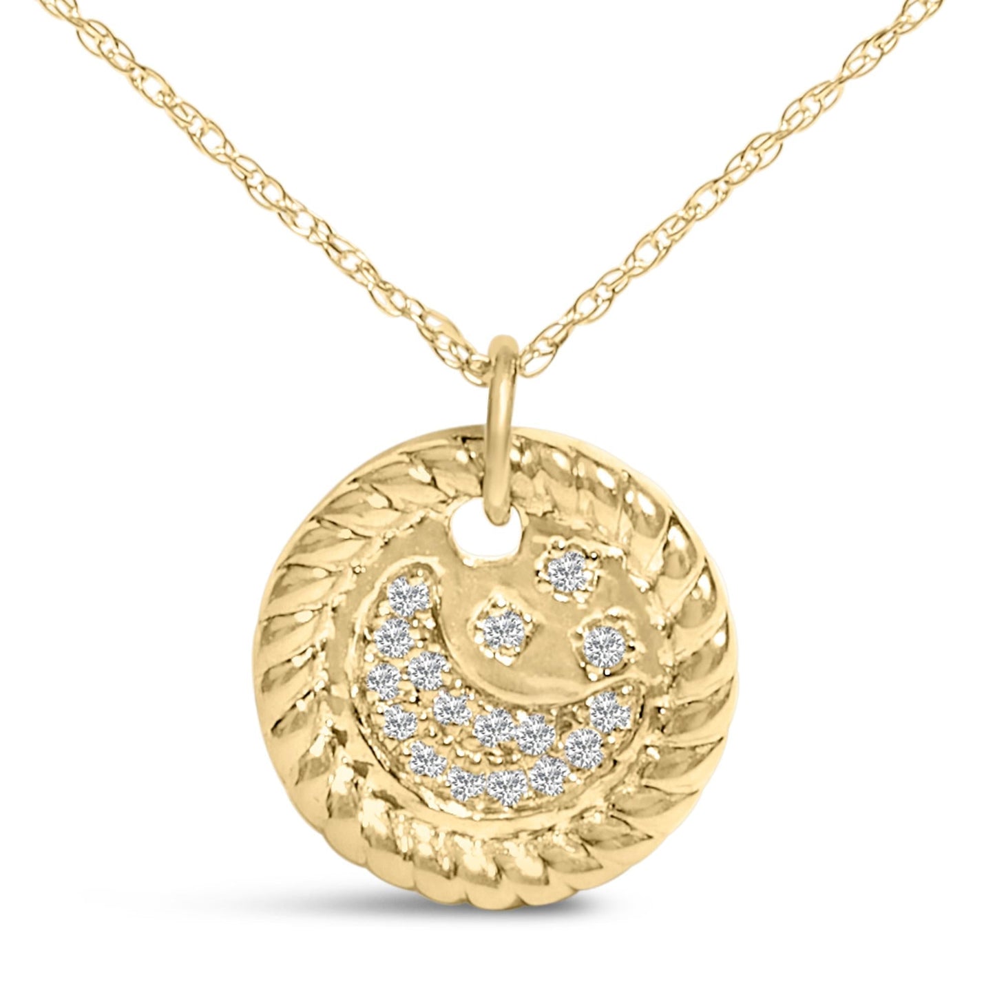 Diamond Crescent Moon Pendant Necklace in 10K Yellow Gold