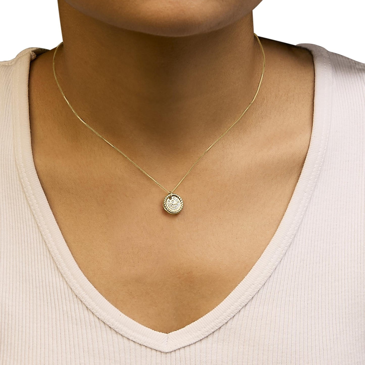 Diamond Crescent Moon Pendant Necklace in 10K Yellow Gold