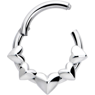 16G 5/16 3D Hearts Hinged Segment Ring