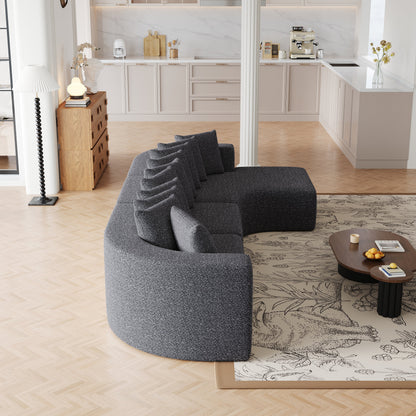 Cloud Sectional Sofa 131" Gray Chenille 3-Seat Right Chaise