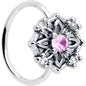20G 5/16 Pink CZ Gem Flower Circle Nose Hoop