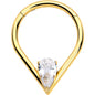 16G CZ Stainless Steel Hinged Segment Ring with Gem Teardrop