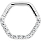16G 5/16 Clear CZ Gem Hexagon Shape Hinged Segment Ring