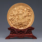 Wood Carving Dragon and Phoenix Round Carving Art Statue High Quality