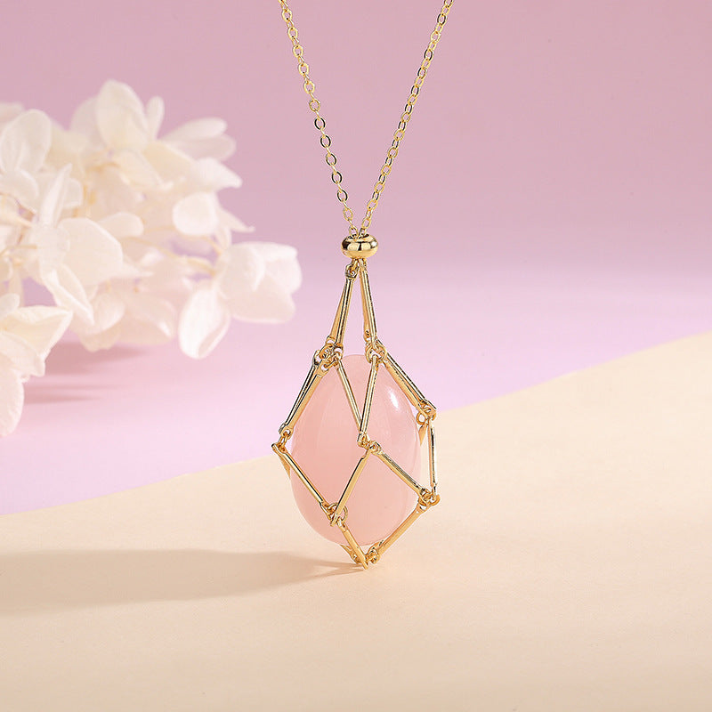 Spring New Natural Energy Crystal Pendant Ins Niche Design Valentine’s Day Bag Bag Peace Necklace